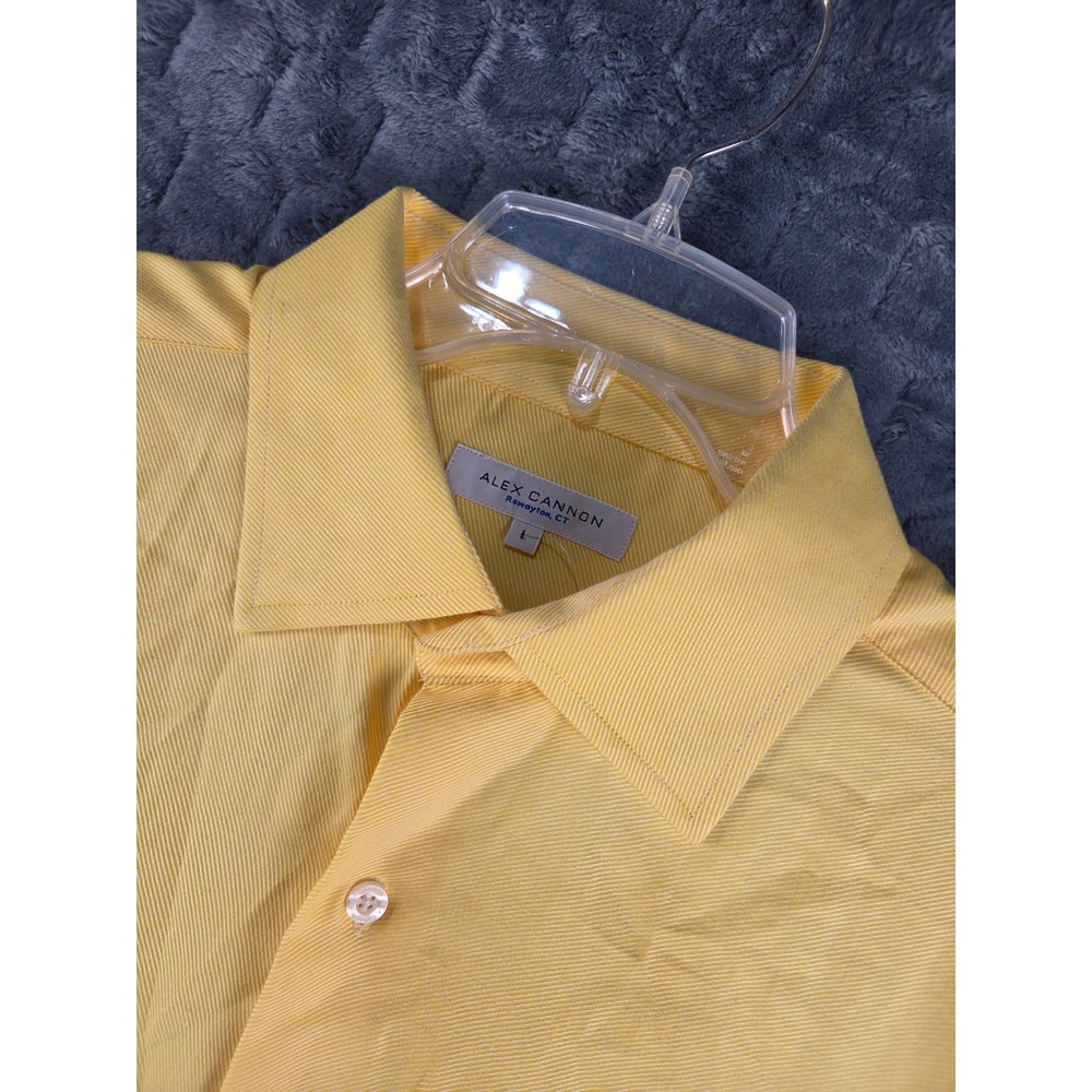 Alex Cannon Mens Sunshine Yellow Long Sleeve Button Down Cotton Shirt Large NEW